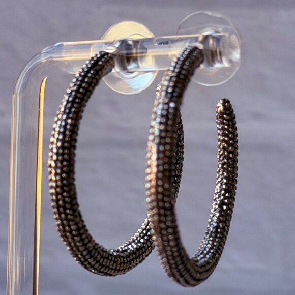 Vintage Chico’s Textured Silver Hoop Earrings Y2K Large Statement Unworn - Picture 11 of 14